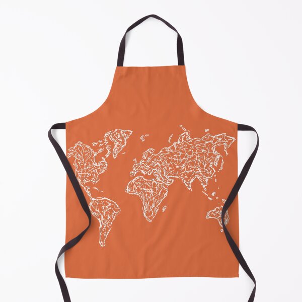 Item preview, World Map Illustration Handdrawn Ink Line Drawing Orange Coral designed and sold by SWSandraWechner.