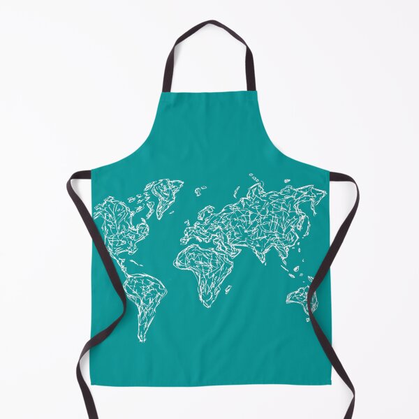 Item preview, World Map Illustration Handdrawn Ink Line Drawing Turquiose designed and sold by SWSandraWechner.