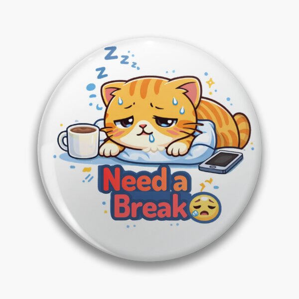 Item preview, Need a Break ?? | Tired Coffee Cat Mood designed and sold by Kawaii Cosmos Cats.