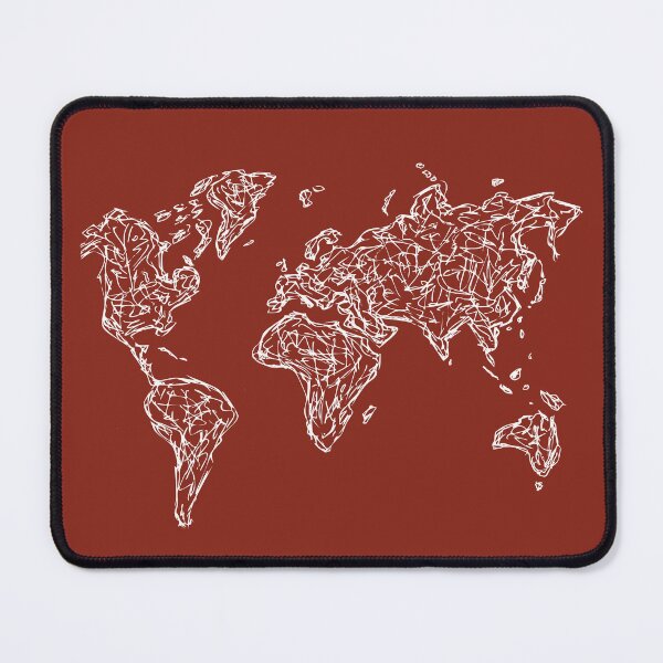 Item preview, World Map Illustration Handdrawn Ink Line Drawing Rusty Red designed and sold by SWSandraWechner.