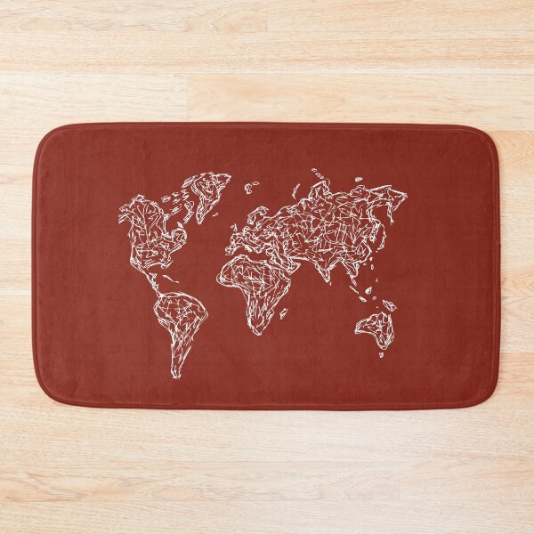 Item preview, World Map Illustration Handdrawn Ink Line Drawing Rusty Red designed and sold by SWSandraWechner.