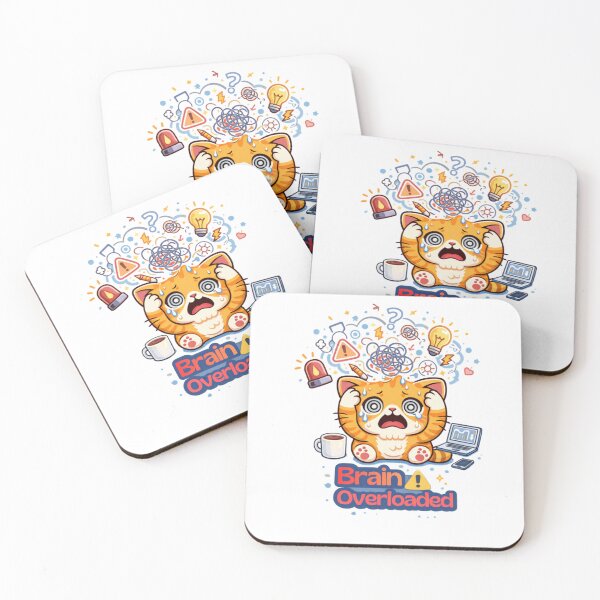 Item preview, Brain Overloaded ⚠️? | Chaos Mind Funny Cat designed and sold by Kawaii Cosmos Cats.