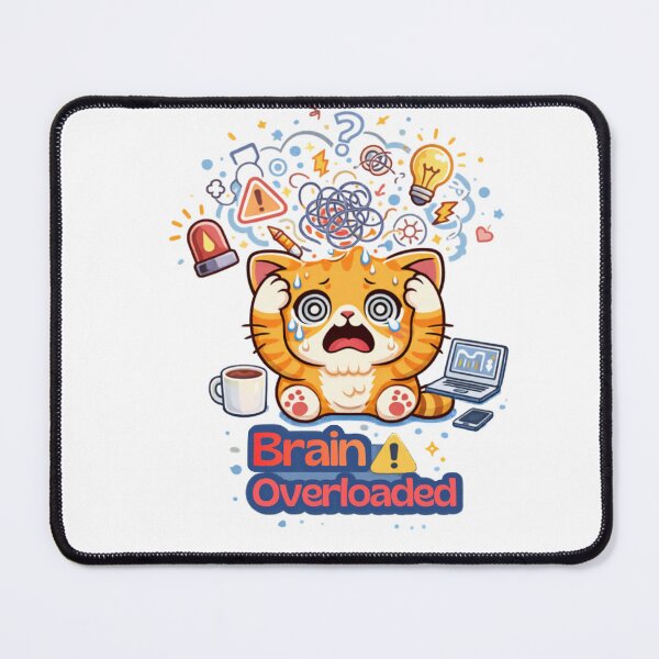 Item preview, Brain Overloaded ⚠️? | Chaos Mind Funny Cat designed and sold by Kawaii Cosmos Cats.