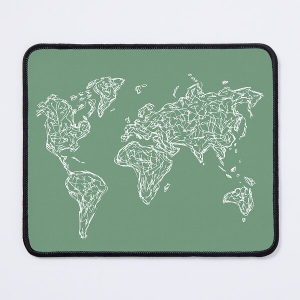 Item preview, World Map Illustration Handdrawn Ink Line Drawing Mint Green designed and sold by SWSandraWechner.