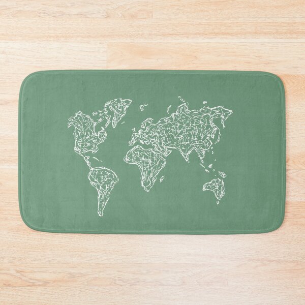 Item preview, World Map Illustration Handdrawn Ink Line Drawing Mint Green designed and sold by SWSandraWechner.