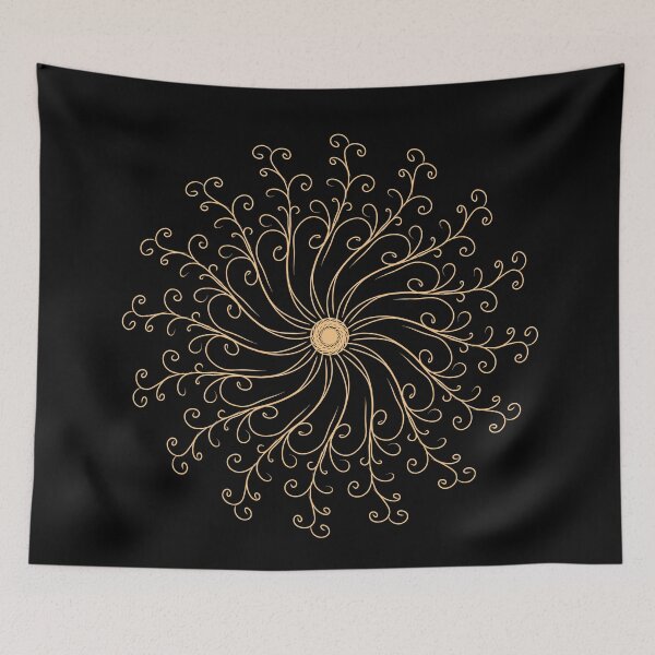 Item preview, Gold Mandala Floral Line Art Elegant Botanical Swirl Decorative Pattern Design designed and sold by HopeAndHustle.