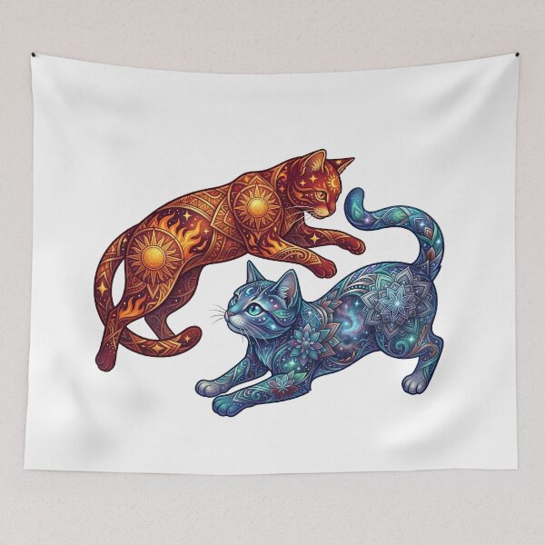 Item preview, Cosmic Yin Yang Cats designed and sold by HOPPER420.