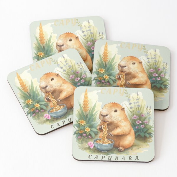 Item preview,  Capybara Eating noodles designed and sold by Flow Relaxing.