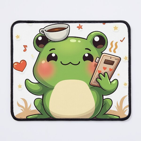 Item preview, Kawaii Frog Overwhelmed With Coffee Cups Sticker designed and sold by MY CREATIVE SHOP.