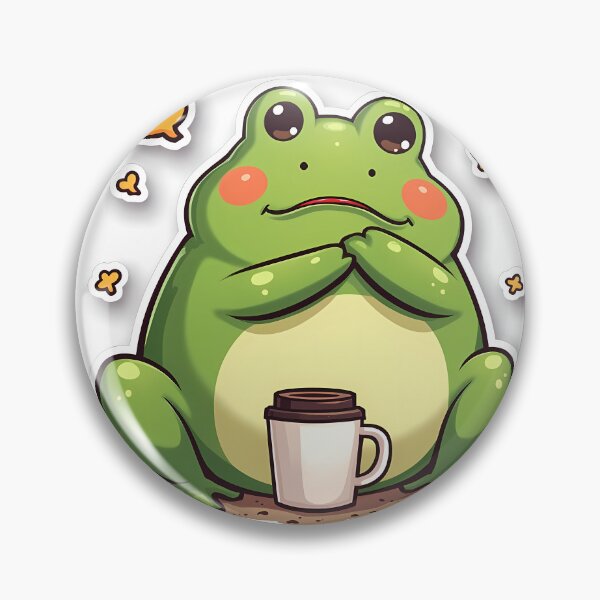 Artikelvorschau, Kawaii Frosch, überwältigt von Kaffeetassen (Aufkleber) entworfen und verkauft von MY CREATIVE SHOP.
