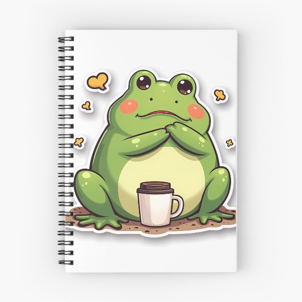 Artikelvorschau, Kawaii Frosch, überwältigt von Kaffeetassen (Aufkleber) entworfen und verkauft von MY CREATIVE SHOP.