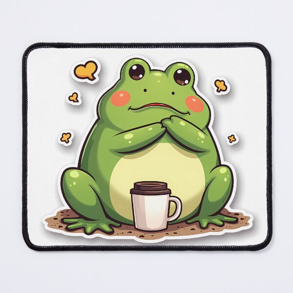 Item preview, Kawaii Frog Overwhelmed With Coffee Cups Sticker designed and sold by MY CREATIVE SHOP.