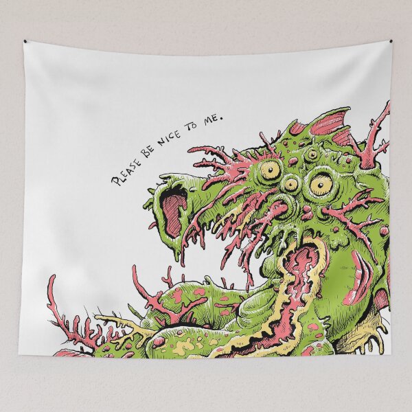 Item preview, Sad cartoon mutant fish creature asks for kindness. designed and sold by essence-of-fred.