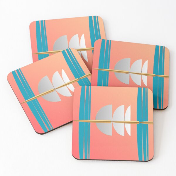 Item preview, Silver Crescents — Coral & Teal Geometric Abstract designed and sold by Dee Tirang.