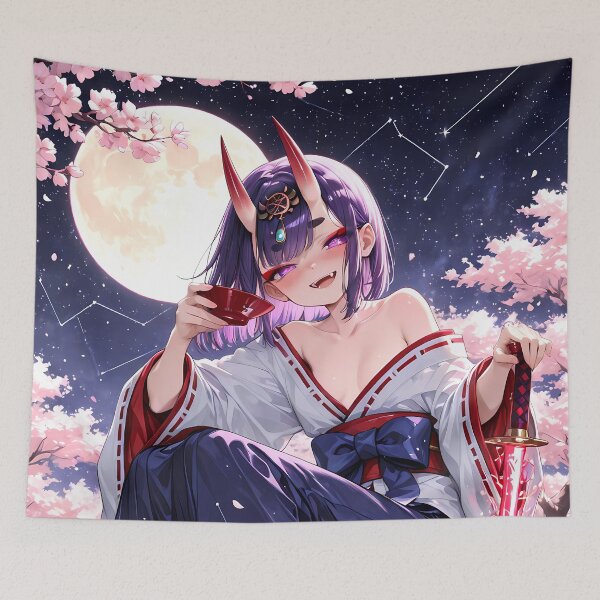 Item preview, Assassin Shuten Douji Fate Grand Order Anime Girl Sakura Moon Fantasy Japan designed and sold by Tokyonomad.