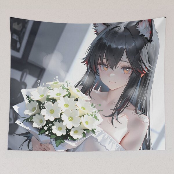 Item preview, Prelude Texas Arknights Game Girl White Dress Bouquet Flowers designed and sold by Tokyonomad.