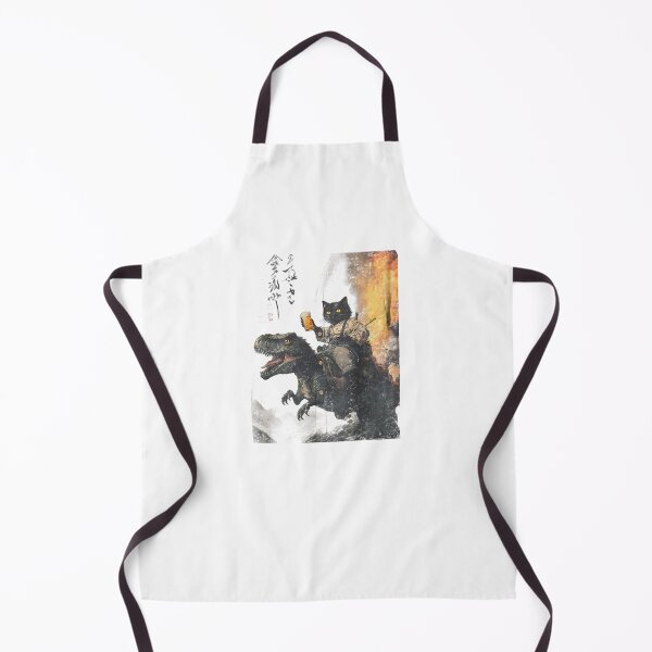 Item preview, Black Cat Samurai Dinosaur Sea Wave Japanese Design designed and sold by dal-koz-ar.
