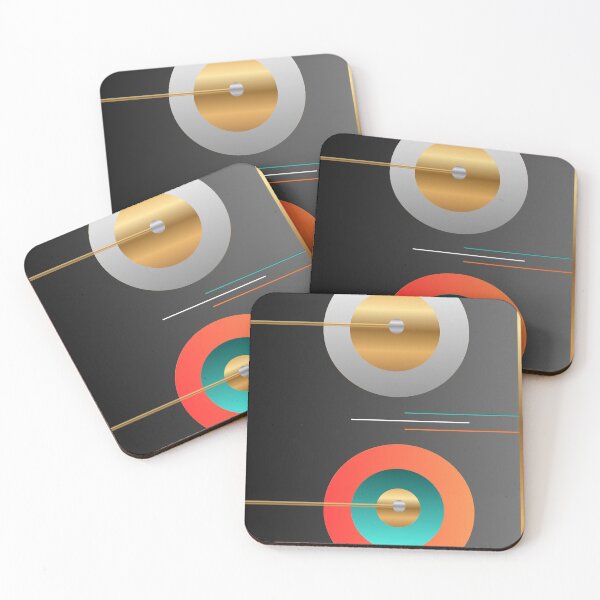 Item preview, Lunar Orbits — Black Gold and Coral Geometric Abstract designed and sold by Dee Tirang.