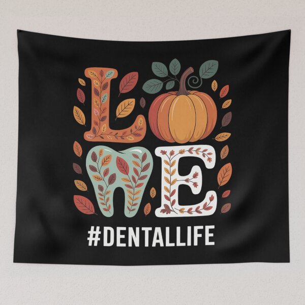 Item preview, LOVE Dental Life Pumpkin Tooth Dentist Fall Thanksgiving designed and sold by PunkNation-Arts.