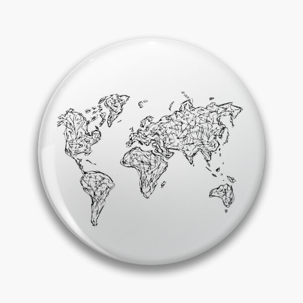 Item preview, World Map Handdrawn Ink Line Drawing designed and sold by SWSandraWechner.