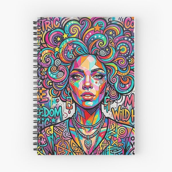 Item preview, Technicolor Urban Muse – Bold Trippy Street Art Girl Graffiti Portrait designed and sold by CattlettArt.