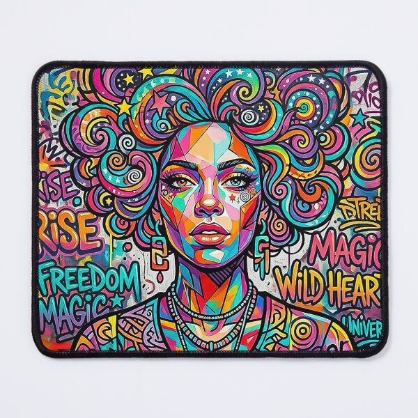 Item preview, Technicolor Urban Muse – Bold Trippy Street Art Girl Graffiti Portrait designed and sold by CattlettArt.