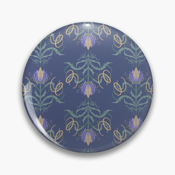 Item preview, Elegant Seamless Floral Pattern with Purple Bells and Gold Vines on Blue Background Notebook designed and sold by FestivityFinds.