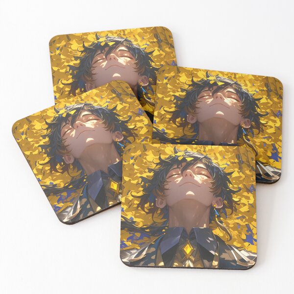 Item preview, Zhongli Genshin Impact Anime Autumn Gold Leaves Calm Wisdom Earth designed and sold by Tokyonomad.