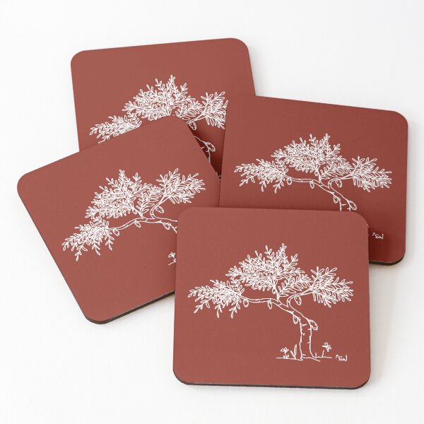Item preview, Cacao Tree, Line Drawing Symmetric Minimalist Aesthetic Natural Design Rusty Red designed and sold by SWSandraWechner.