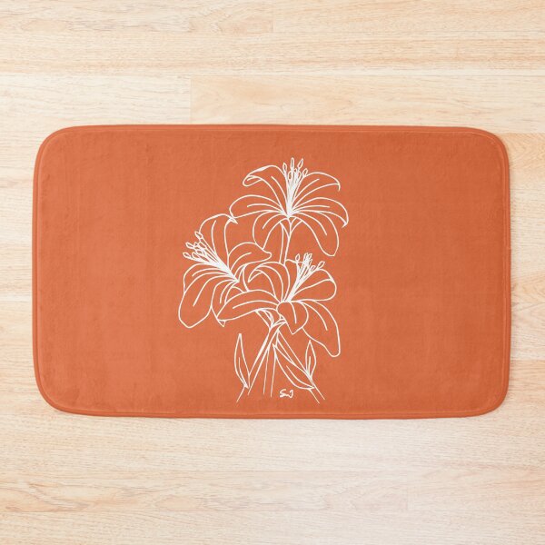 Item preview, Bouquet of 3 Lily Flowers, Line Drawing Symmetric Minimalist Aesthetic Natural Design Orange Coral designed and sold by SWSandraWechner.