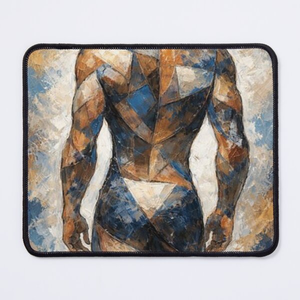 Item preview, Modern geometric acrylic portrait of a nude man designed and sold by JcAbstractArt.