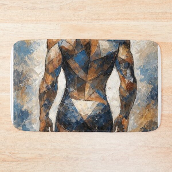 Item preview, Modern geometric acrylic portrait of a nude man designed and sold by JcAbstractArt.