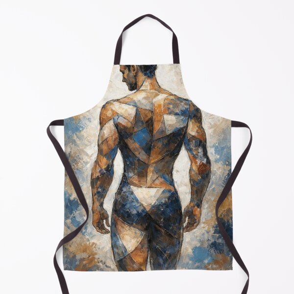 Item preview, Modern geometric acrylic portrait of a nude man designed and sold by JcAbstractArt.