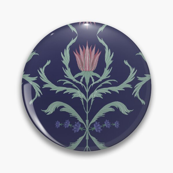 Aperçu de l'œuvre Coussin décoratif élégant à motif floral Art nouveau sur fond bleu marine créée et vendue par FestivityFinds.
