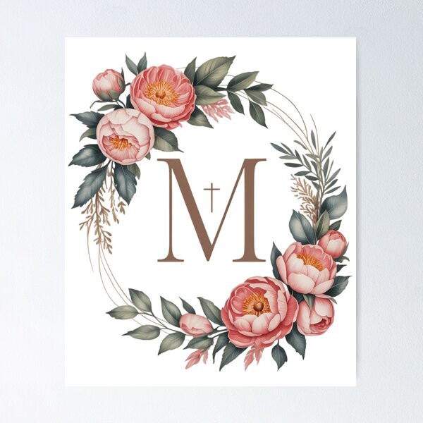 Item preview, Marian Catholic M & Faith Cross Floral Women Religious designed and sold by PunkNation-Arts.