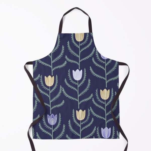 Aperçu de l'œuvre Coussin décoratif bleu marine à motif floral de tulipes scandinaves créée et vendue par FestivityFinds.