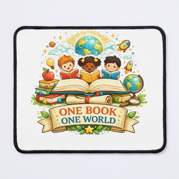 Item preview, World Book Day One Book One World Flat Reading Illustration Gift Idea for Educational Fans designed and sold by Divakar Fashion.