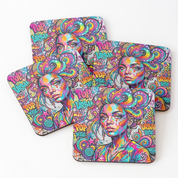 Item preview, Urban Muse: Neon Graffiti Girl – Bold Psychedelic Street Art Portrait designed and sold by CattlettArt.