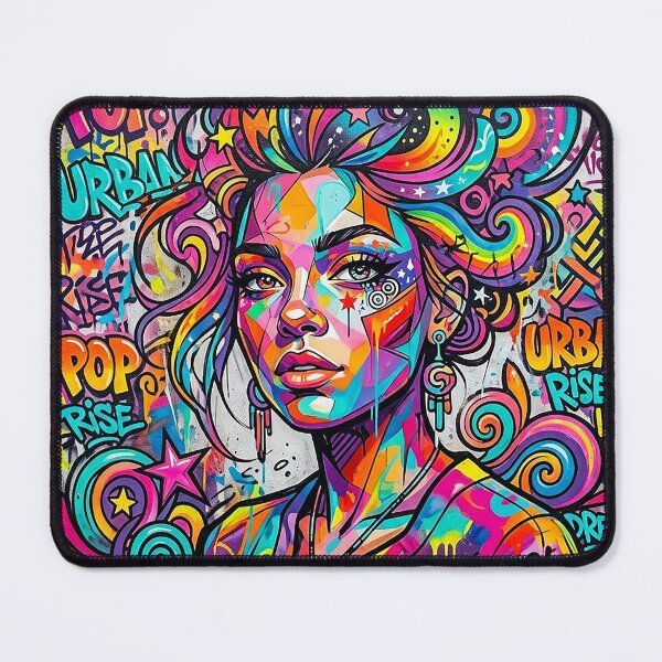 Item preview, Urban Muse: Neon Graffiti Girl – Bold Psychedelic Street Art Portrait designed and sold by CattlettArt.