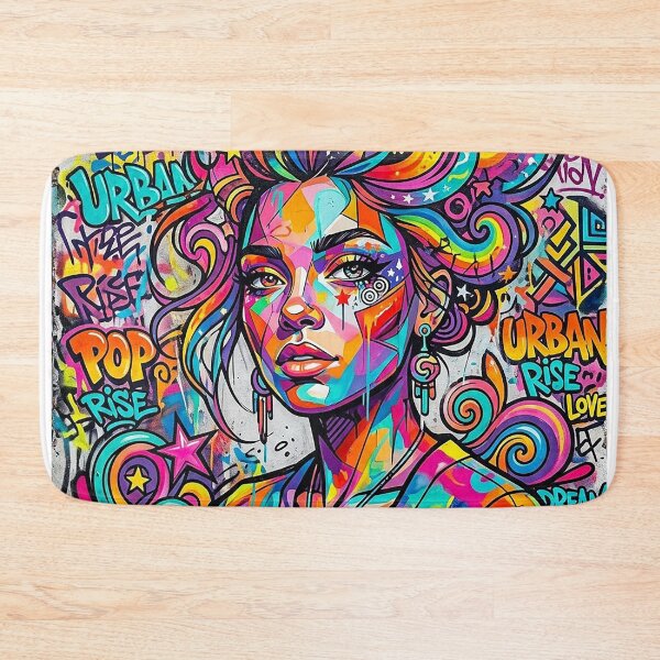 Item preview, Urban Muse: Neon Graffiti Girl – Bold Psychedelic Street Art Portrait designed and sold by CattlettArt.