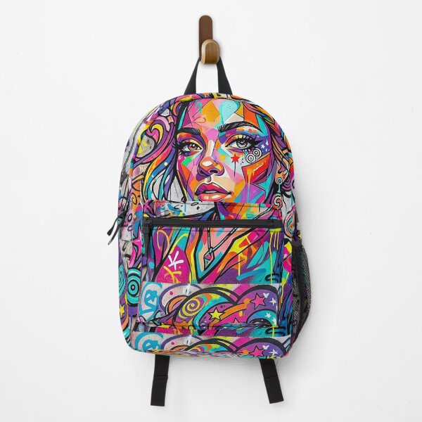 Item preview, Urban Muse: Neon Graffiti Girl – Bold Psychedelic Street Art Portrait designed and sold by CattlettArt.