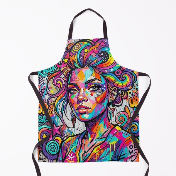 Item preview, Urban Muse: Neon Graffiti Girl – Bold Psychedelic Street Art Portrait designed and sold by CattlettArt.