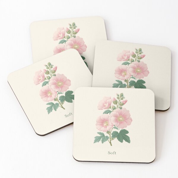 Item preview, Hollyhock Soft – Elegant Floral Illustration with Gentle Typography designed and sold by BobaBunny76.