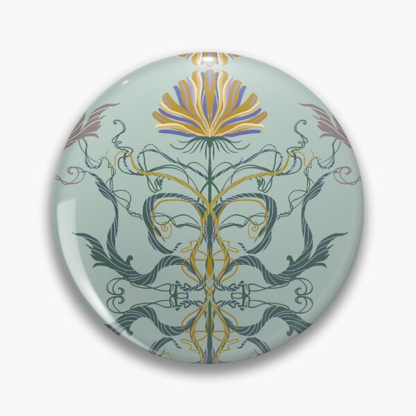 Aperçu de l'œuvre Coussin décoratif vert sauge orné d'un motif botanique Art nouveau symétrique. créée et vendue par FestivityFinds.