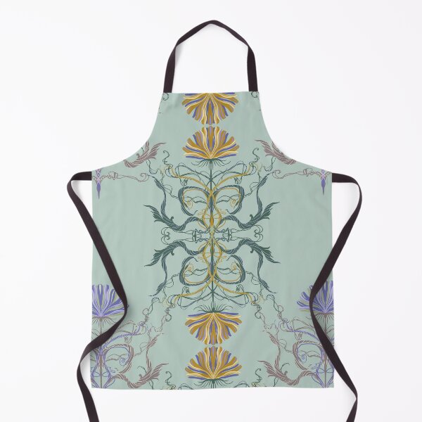 Aperçu de l'œuvre Coussin décoratif vert sauge orné d'un motif botanique Art nouveau symétrique. créée et vendue par FestivityFinds.
