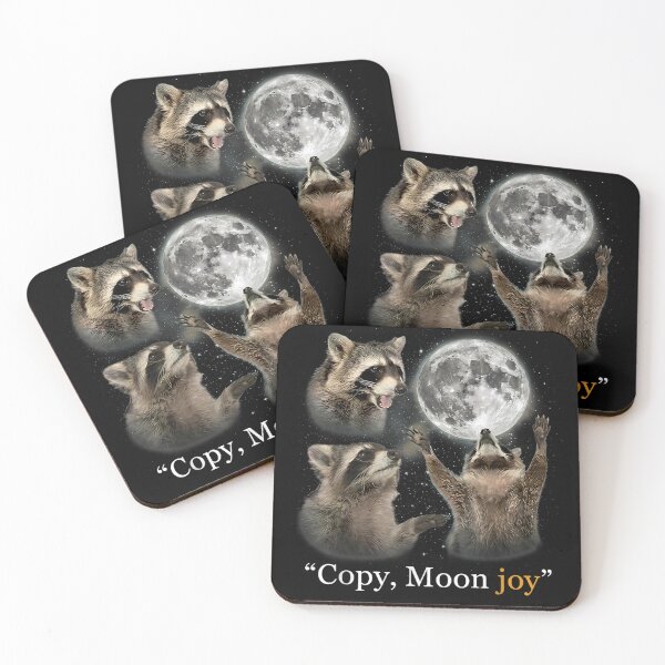 Item preview, Copy Moon Joy Funny Lunar Quote Racoon Howling to The Moon designed and sold by HappyHedgeTees.