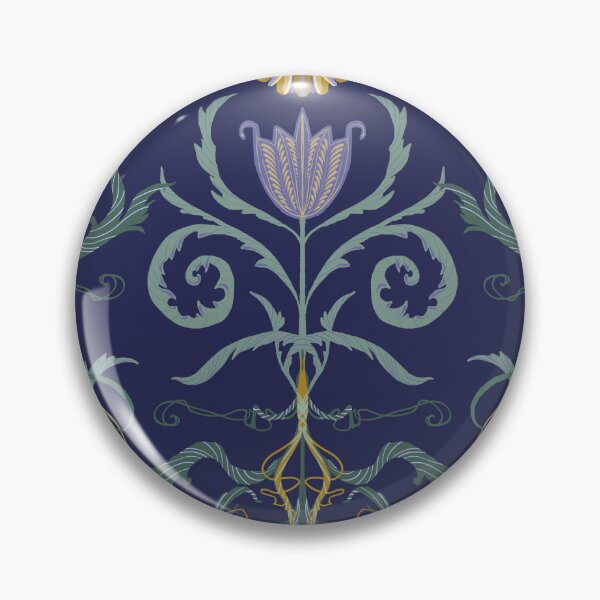 Aperçu de l'œuvre Coussin décoratif bleu marine élégant à motif floral Art nouveau symétrique créée et vendue par FestivityFinds.