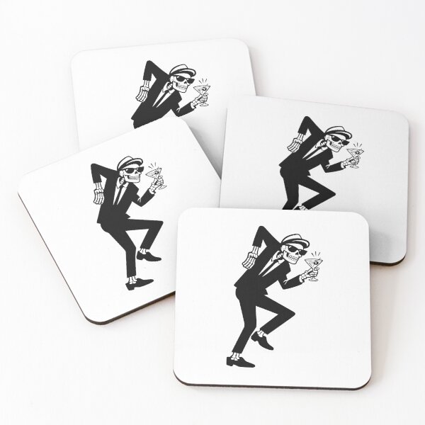 Item preview, Ska Skeleton Martini Sticker – Rude Boy 2 Tone Dance, Black & White - the beat, bad manner, the specials designed and sold by PIXEL POP DESIGNS - Beyond the Norm!.