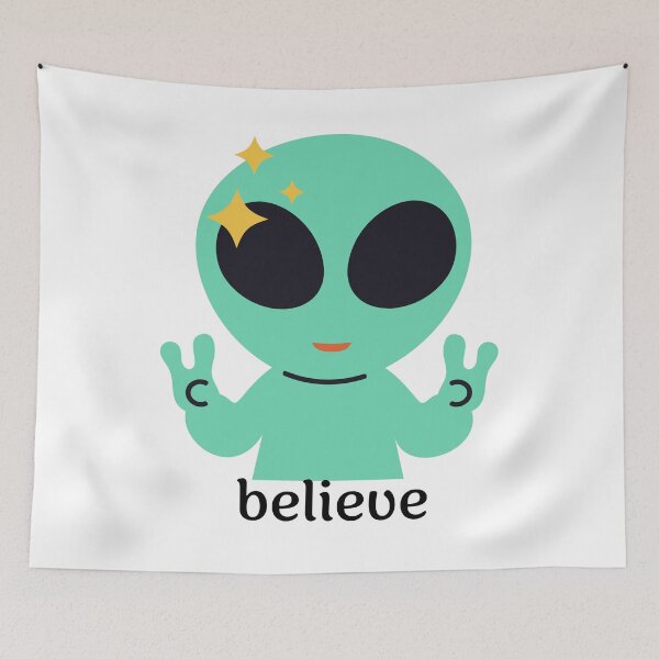 Item preview, "believe"cute  little green alien peace design designed and sold by thelivingrp.