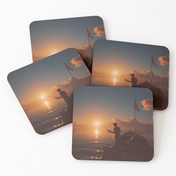 Item preview, Silhouette of Fisherman at Sunrise – Peaceful Ocean Fishing Scene designed and sold by BeautifulVirtues.